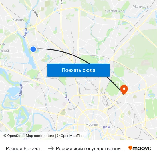 Речной Вокзал (Rechnoy Vokzal) to Российский государственный социальный университет map
