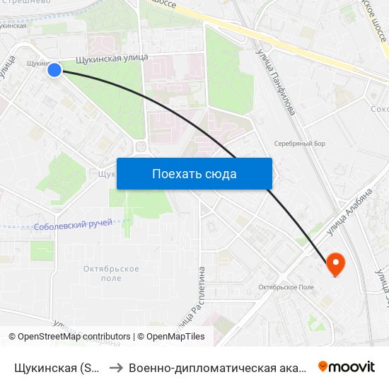 Щукинская (Schukinskaya) to Военно-дипломатическая академия Генштаба ВС РФ map