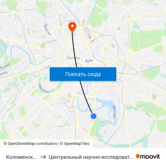 Коломенская (Kolomenskaya) to Центральный научно-исследовательский институт автоматики и гидравлики map