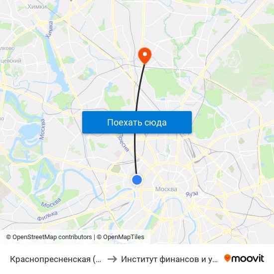 Краснопресненская (Krasnopresnenskaya) to Институт финансов и устойчивого развития map