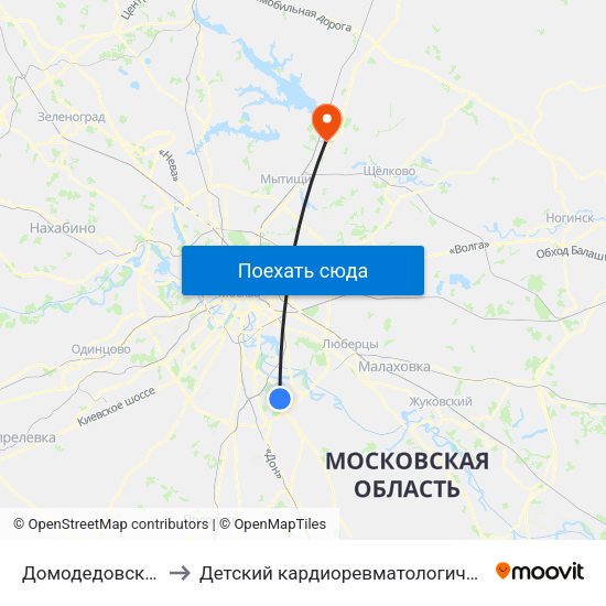 Домодедовская (Domodedovskaya) to Детский кардиоревматологический санаторий «Клязьма» ФМБА России map