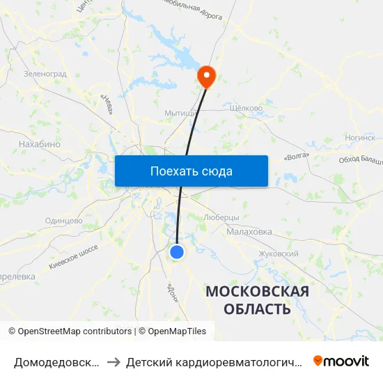 Домодедовская (Domodedovskaya) to Детский кардиоревматологический санаторий «Клязьма» ФМБА России map