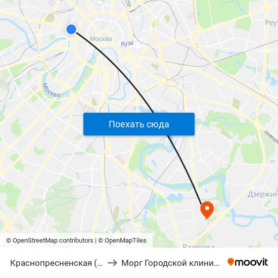 Краснопресненская (Krasnopresnenskaya) to Морг Городской клинической больницы № 83 map