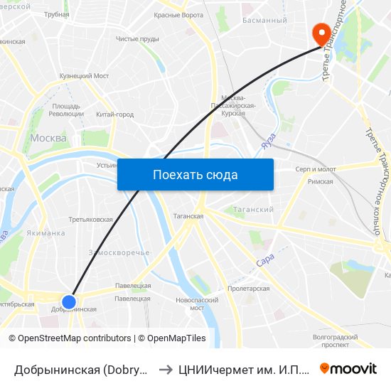 Добрынинская (Dobryninskaya) to ЦНИИчермет им. И.П.Бардина map