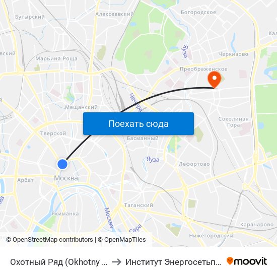 Охотный Ряд (Okhotny Ryad) to Институт Энергосетьпроект map