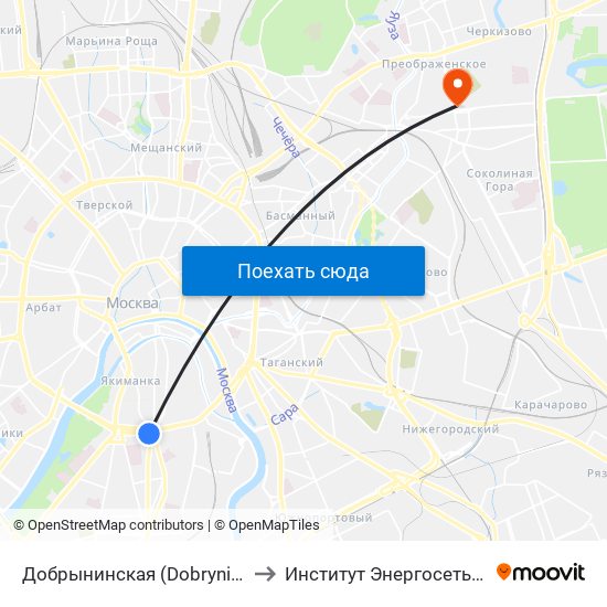 Добрынинская (Dobryninskaya) to Институт Энергосетьпроект map