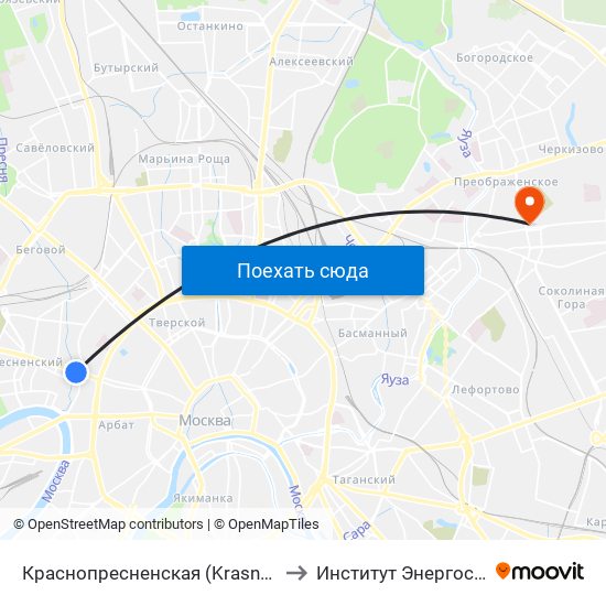 Краснопресненская (Krasnopresnenskaya) to Институт Энергосетьпроект map