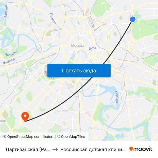 Партизанская (Partizanskaya) to Российская детская клиническая больница map