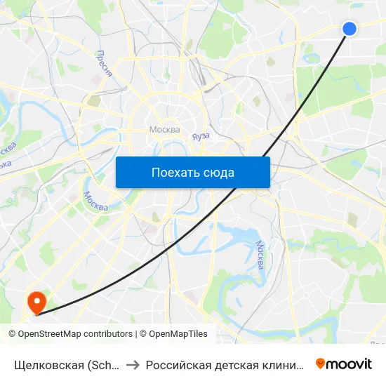 Щелковская (Schelkovskaya) to Российская детская клиническая больница map