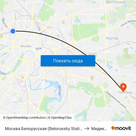 Москва Белорусская (Belorussky Station) to Медиком map