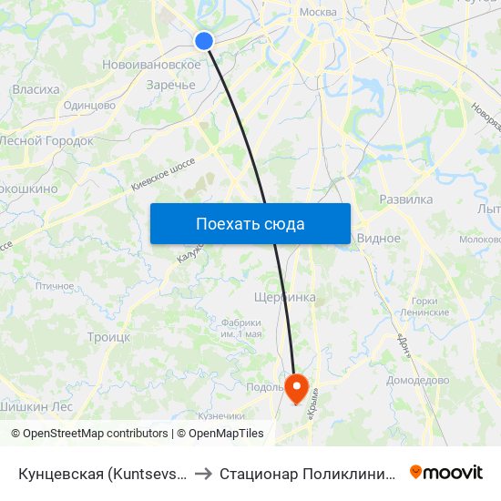 Кунцевская (Kuntsevskaya) to Стационар Поликлиники №2 map