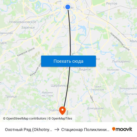 Охотный Ряд (Okhotny Ryad) to Стационар Поликлиники №2 map
