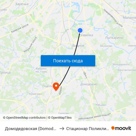 Домодедовская (Domodedovskaya) to Стационар Поликлиники №2 map