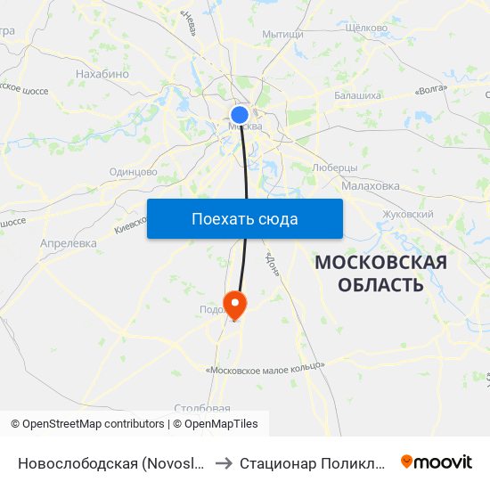 Новослободская (Novoslobodskaya) to Стационар Поликлиники №2 map