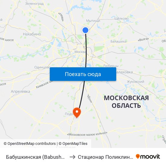 Бабушкинская (Babushkinskaya) to Стационар Поликлиники №2 map