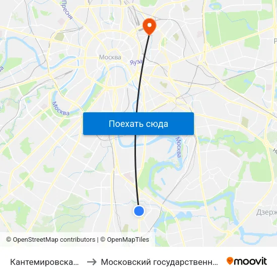 Кантемировская (Kantemirovskaya) to Московский государственный строительный университет map