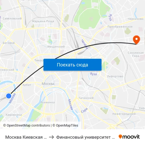 Москва Киевская (Kievsky Station) to Финансовый университет при Правительстве РФ map