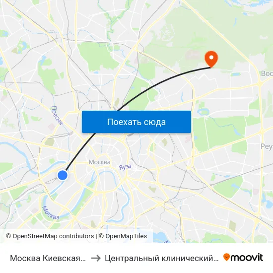 Москва Киевская (Kievsky Station) to Центральный клинический госпиталь ФТС России map