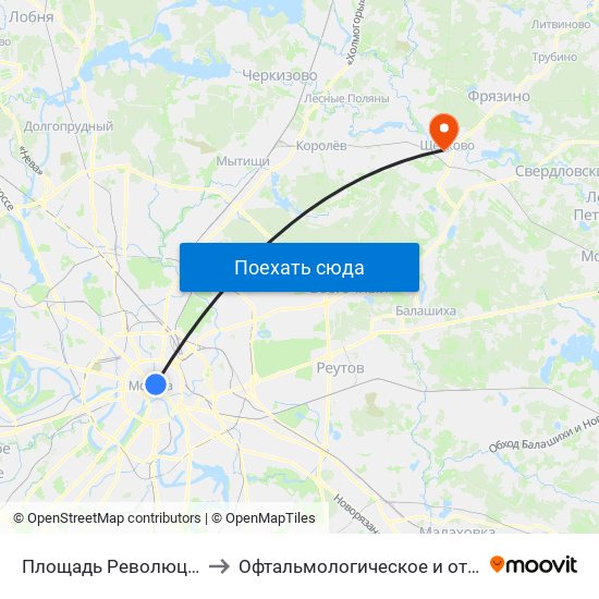 Площадь Революции (Ploschad Revolyutsii) to Офтальмологическое и отоларингологическое отделения map