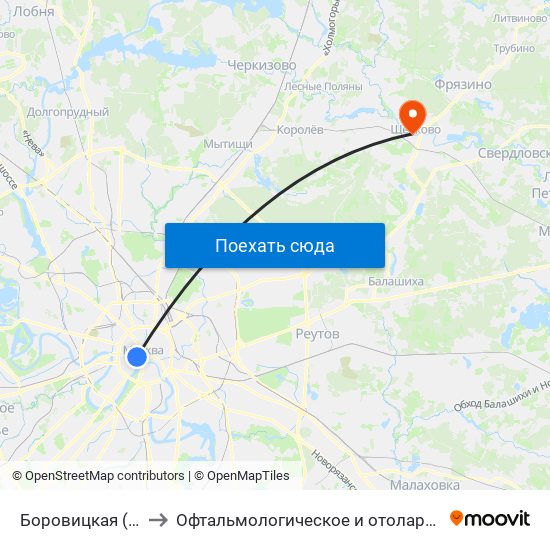 Боровицкая (Borovitskaya) to Офтальмологическое и отоларингологическое отделения map