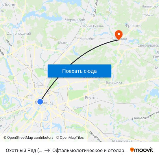 Охотный Ряд (Okhotny Ryad) to Офтальмологическое и отоларингологическое отделения map