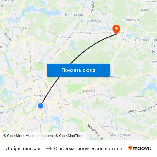 Добрынинская (Dobryninskaya) to Офтальмологическое и отоларингологическое отделения map