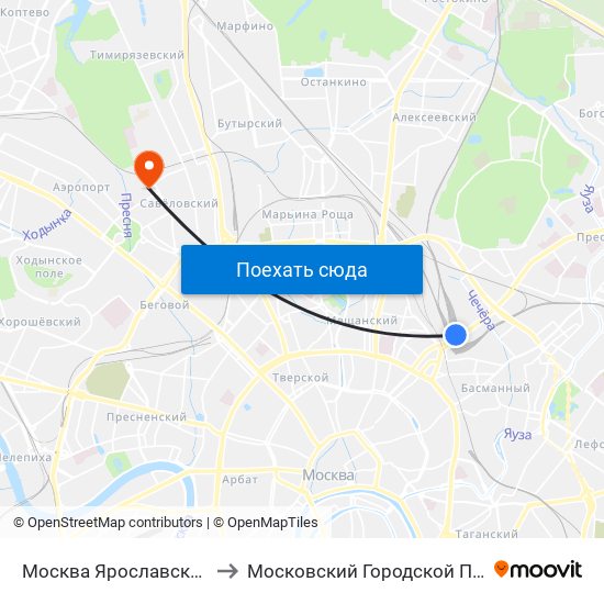 Москва Ярославская (Yaroslavsky Station) to Московский Городской Педагогический Университет map