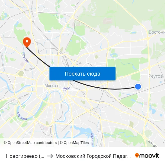 Новогиреево (Novogireevo) to Московский Городской Педагогический Университет map