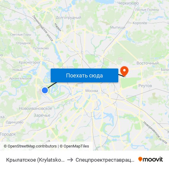 Крылатское (Krylatskoe) to Спецпроектреставрация map