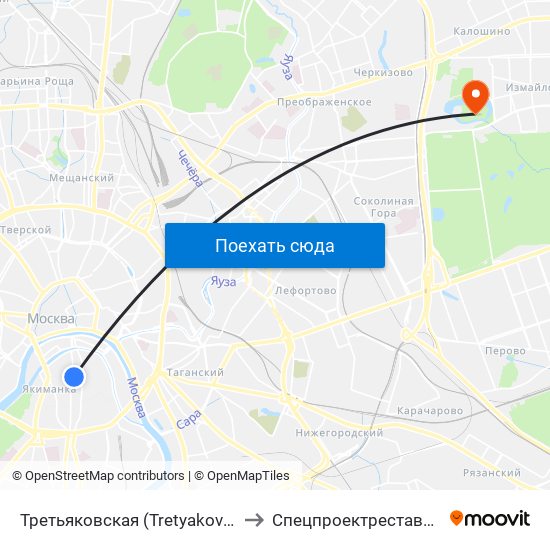 Третьяковская (Tretyakovskaya) to Спецпроектреставрация map