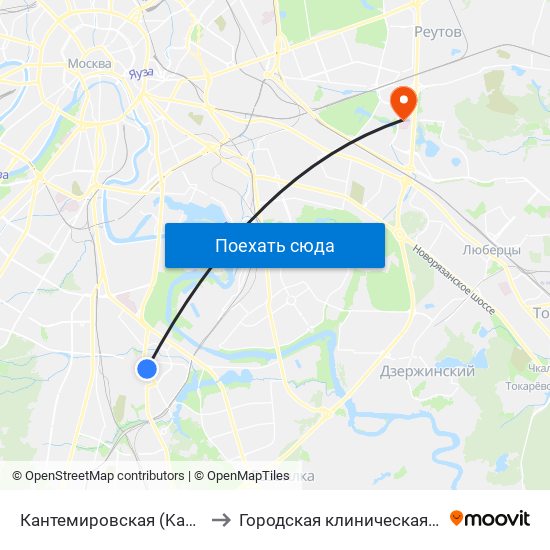 Кантемировская (Kantemirovskaya) to Городская клиническая больница №15 map
