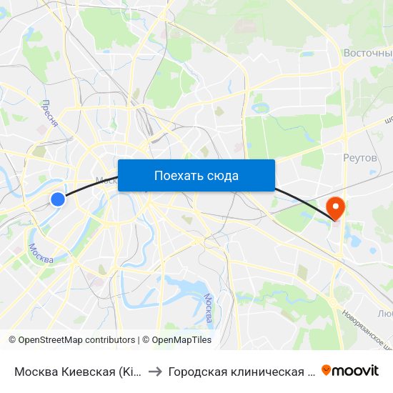 Москва Киевская (Kievsky Station) to Городская клиническая больница №15 map