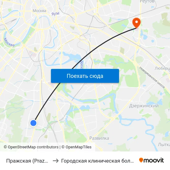 Пражская (Prazhskaya) to Городская клиническая больница №15 map