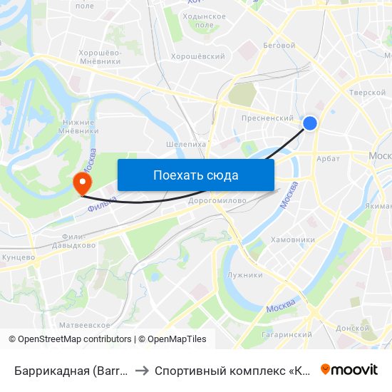 Баррикадная (Barrikadnaya) to Спортивный комплекс «Конструктор» map