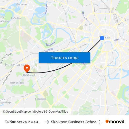 Библиотека Имени Ленина (Biblioteka Imeni Lenina) to Skolkovo Business School (Московская школа управления «Сколково») map