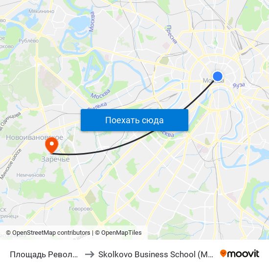 Площадь Революции (Ploschad Revolyutsii) to Skolkovo Business School (Московская школа управления «Сколково») map