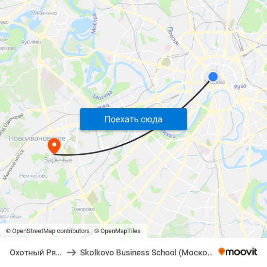 Охотный Ряд (Okhotny Ryad) to Skolkovo Business School (Московская школа управления «Сколково») map