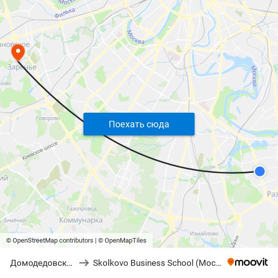 Домодедовская (Domodedovskaya) to Skolkovo Business School (Московская школа управления «Сколково») map