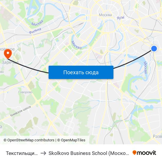 Текстильщики (Tekstilschiki) to Skolkovo Business School (Московская школа управления «Сколково») map