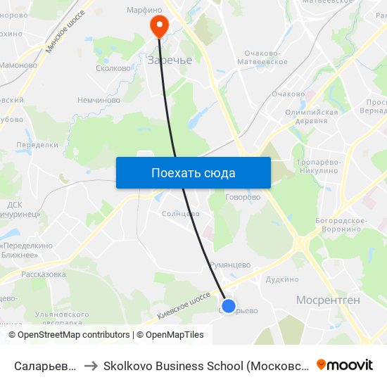 Саларьево (Salaryevo) to Skolkovo Business School (Московская школа управления «Сколково») map