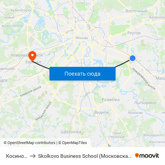 Косино (Kosino) to Skolkovo Business School (Московская школа управления «Сколково») map