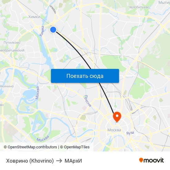 Ховрино (Khovrino) to МАрхИ map