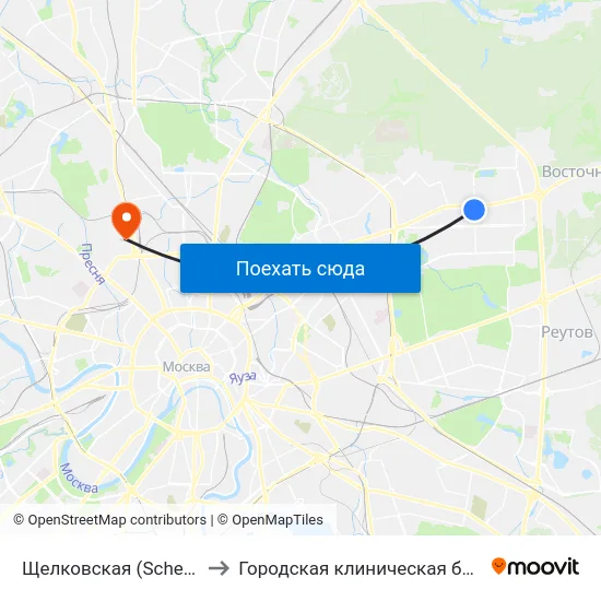 Щелковская (Schelkovskaya) to Городская клиническая больница №24 map