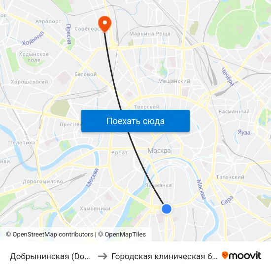Добрынинская (Dobryninskaya) to Городская клиническая больница №24 map