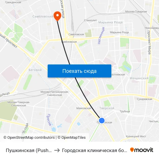 Пушкинская (Pushkinskaya) to Городская клиническая больница №24 map