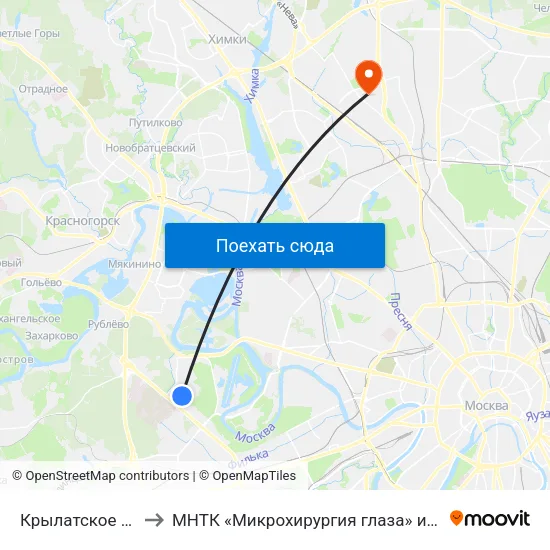 Крылатское (Krylatskoe) to МНТК «Микрохирургия глаза» им. акад. С. Н. Фёдорова map