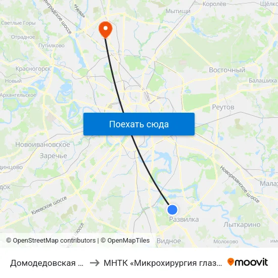 Домодедовская (Domodedovskaya) to МНТК «Микрохирургия глаза» им. акад. С. Н. Фёдорова map