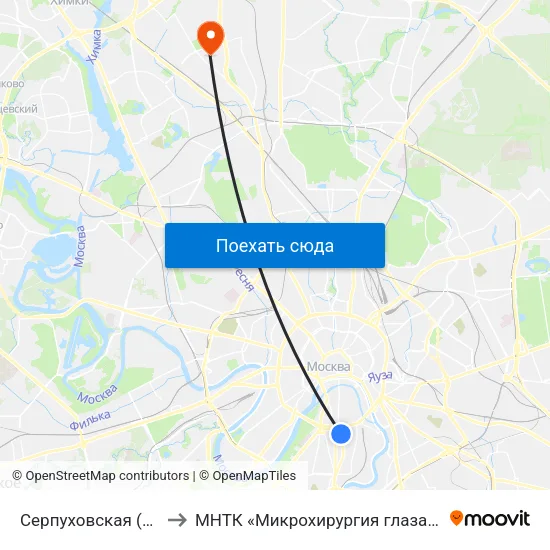 Серпуховская (Serpukhovskaya) to МНТК «Микрохирургия глаза» им. акад. С. Н. Фёдорова map