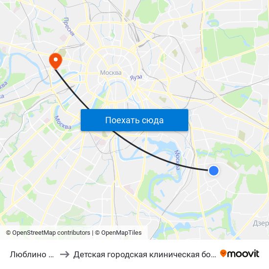 Люблино (Lyublino) to Детская городская клиническая больница № 9 им. Г.Н. Спе map