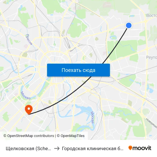 Щелковская (Schelkovskaya) to Городская клиническая больница № 64 map